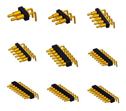 Đầu nối chân Pogo góc phải được nạp Sping